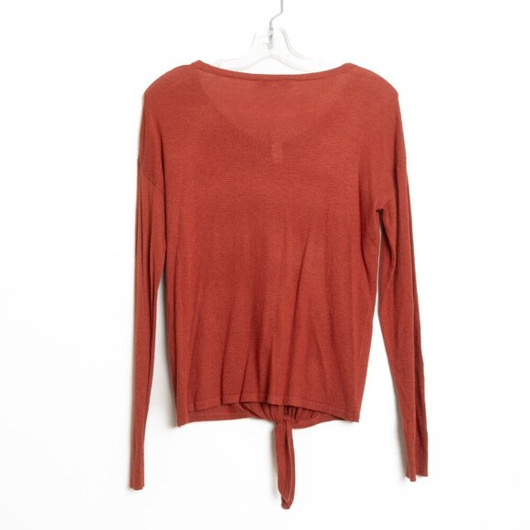 Madewell Tie-Front Sweater Soft Lightweight Rusty Torch - Picture 3 of 13